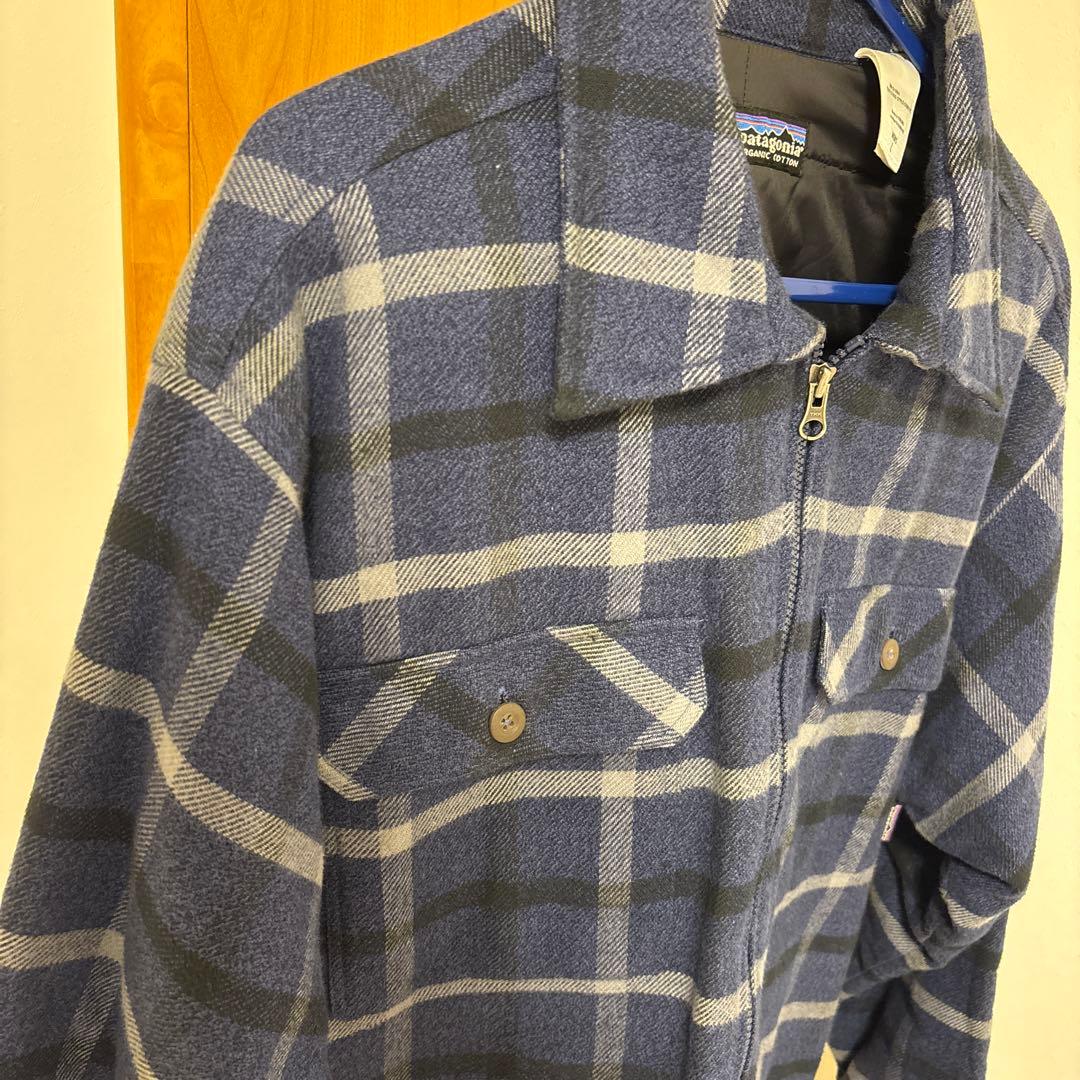 す*中様 Patagonia ネイビー グレー チェックジャケット　Lサイズ　メ