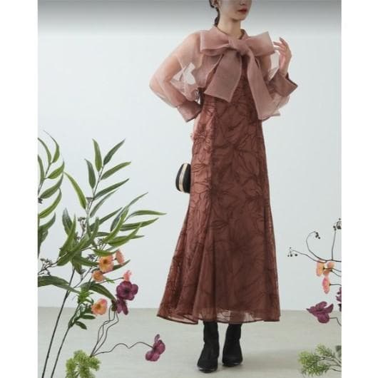 M カナ kana ボウタイボレロセットドレス ブラウン 結婚式 オケージョン