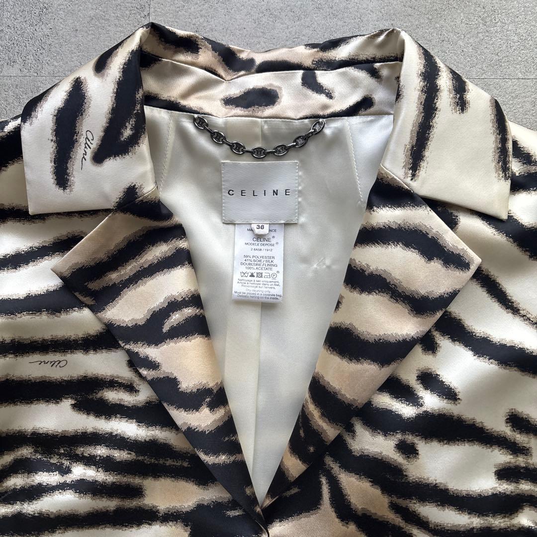 CELINE シルク混チェスターコート