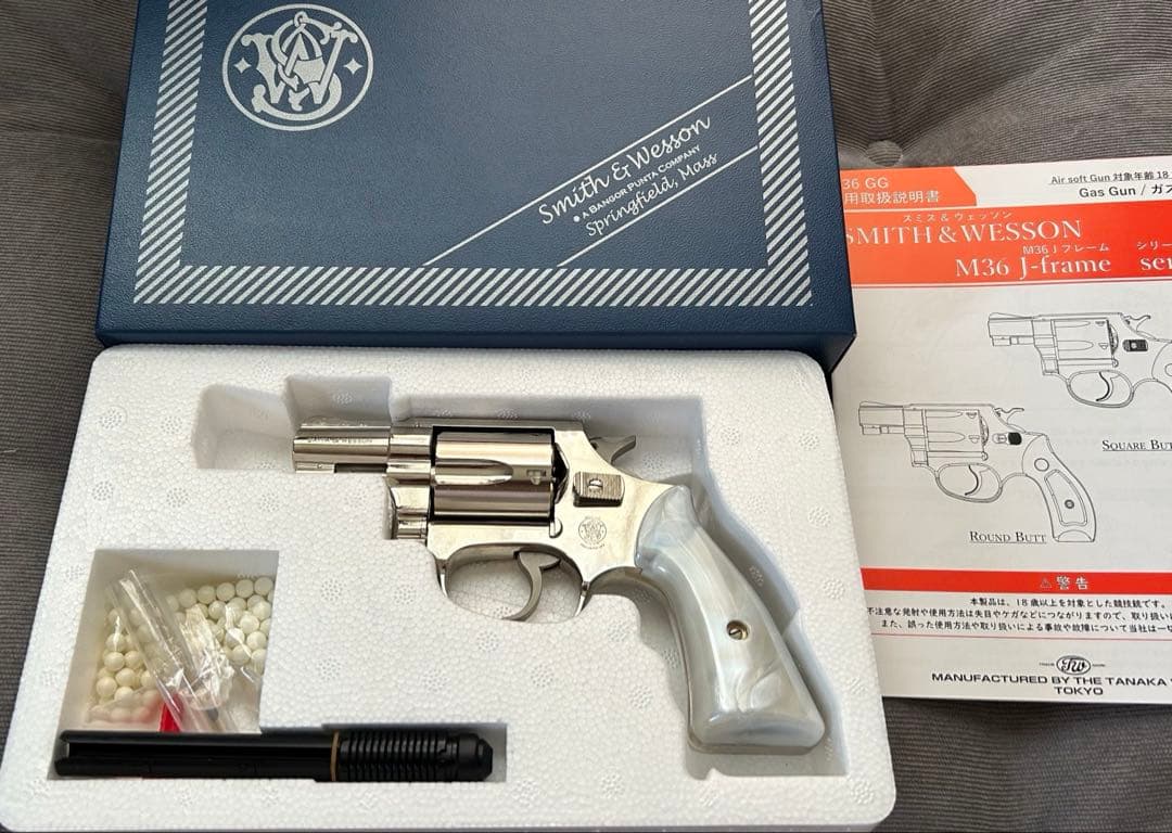 【タナカ】S&W M36 チーフ トラビスモデル ニッケルフィニッシュ ガスガス