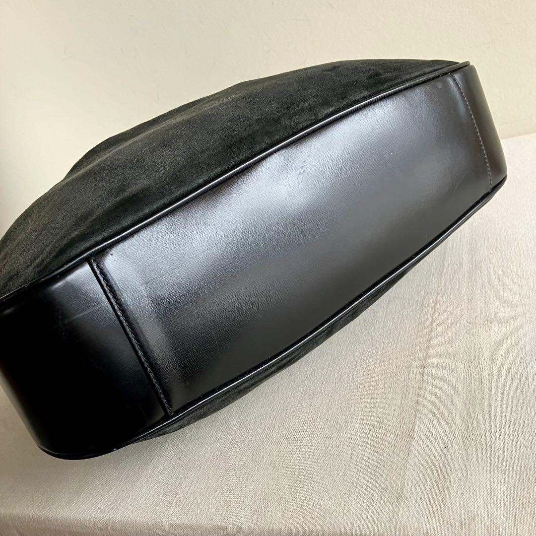 バッグ Gucci Bamboo Black Suede Shoulder Bag