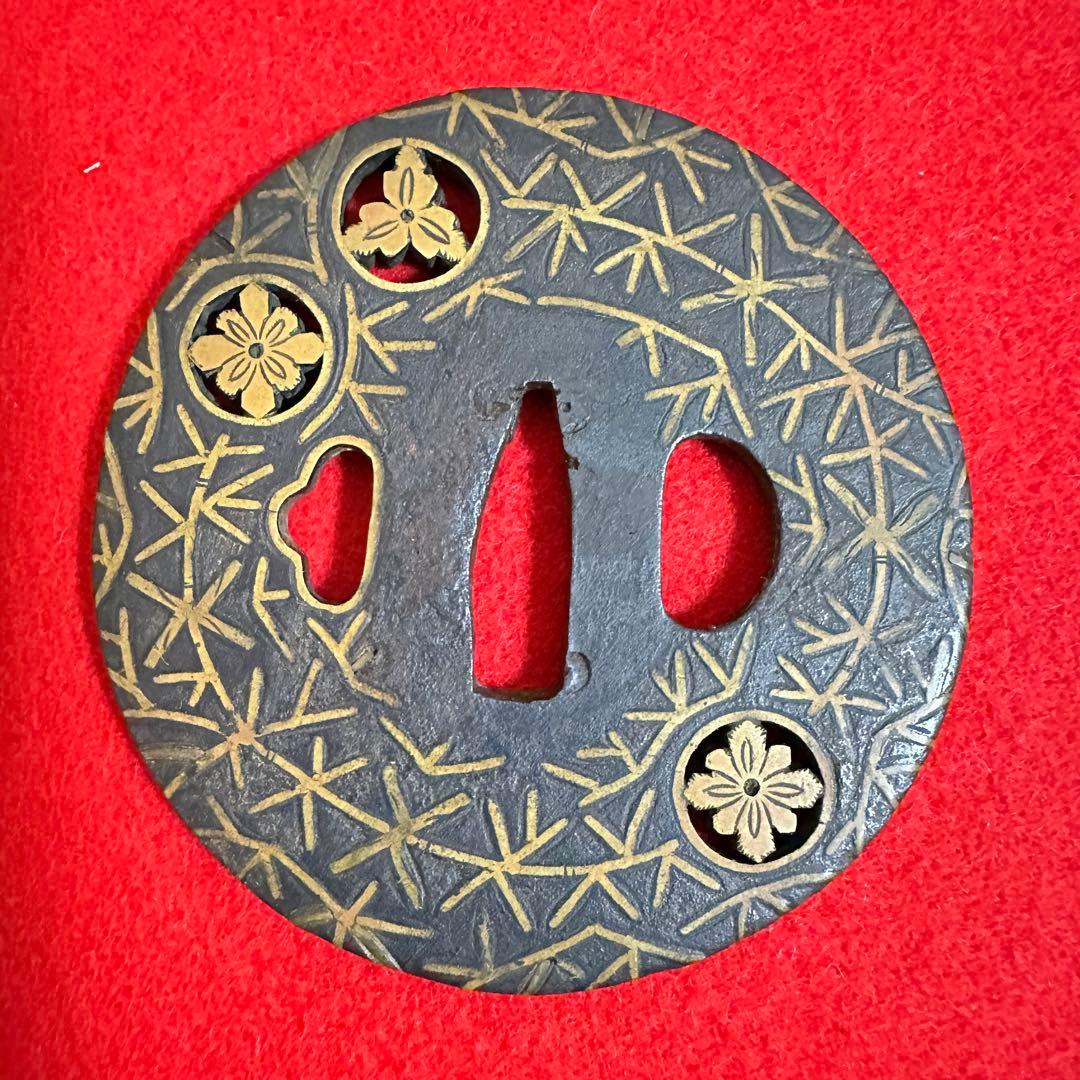鉄地　金象嵌刀装具 鍔 刀鍔 骨董品 鉄地 鐔 武具　鉄瓶蓋 10個セット