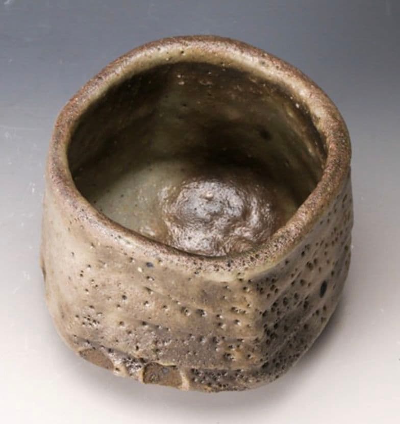 【景徳鎮陶瓷大学元教授】ニ十歩文雄　駄知　茜志野茶碗　共箱　共布　栞　本物　李朝