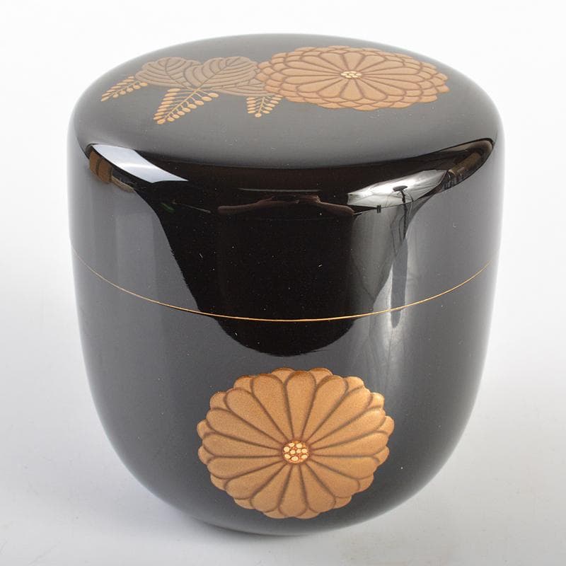 輪島塗　坪井英憲（夕帆）作　菊桐蒔絵五　大棗　共布 　鵬雲斎極め箱　MR6866