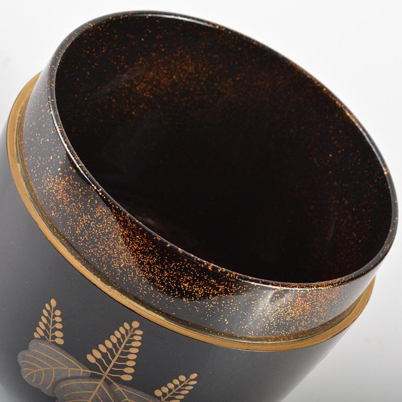 輪島塗　坪井英憲（夕帆）作　菊桐蒔絵五　大棗　共布 　鵬雲斎極め箱　MR6866