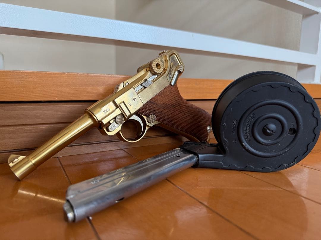 マルシン ゴールド ルガー P08 スネイルマガジン付き モデルガン タナカ