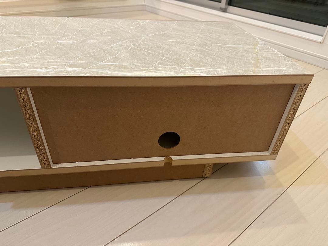 LOWYA 日本製 テレビ台ローテレビ台 ストーン柄 ホワイト [幅160]