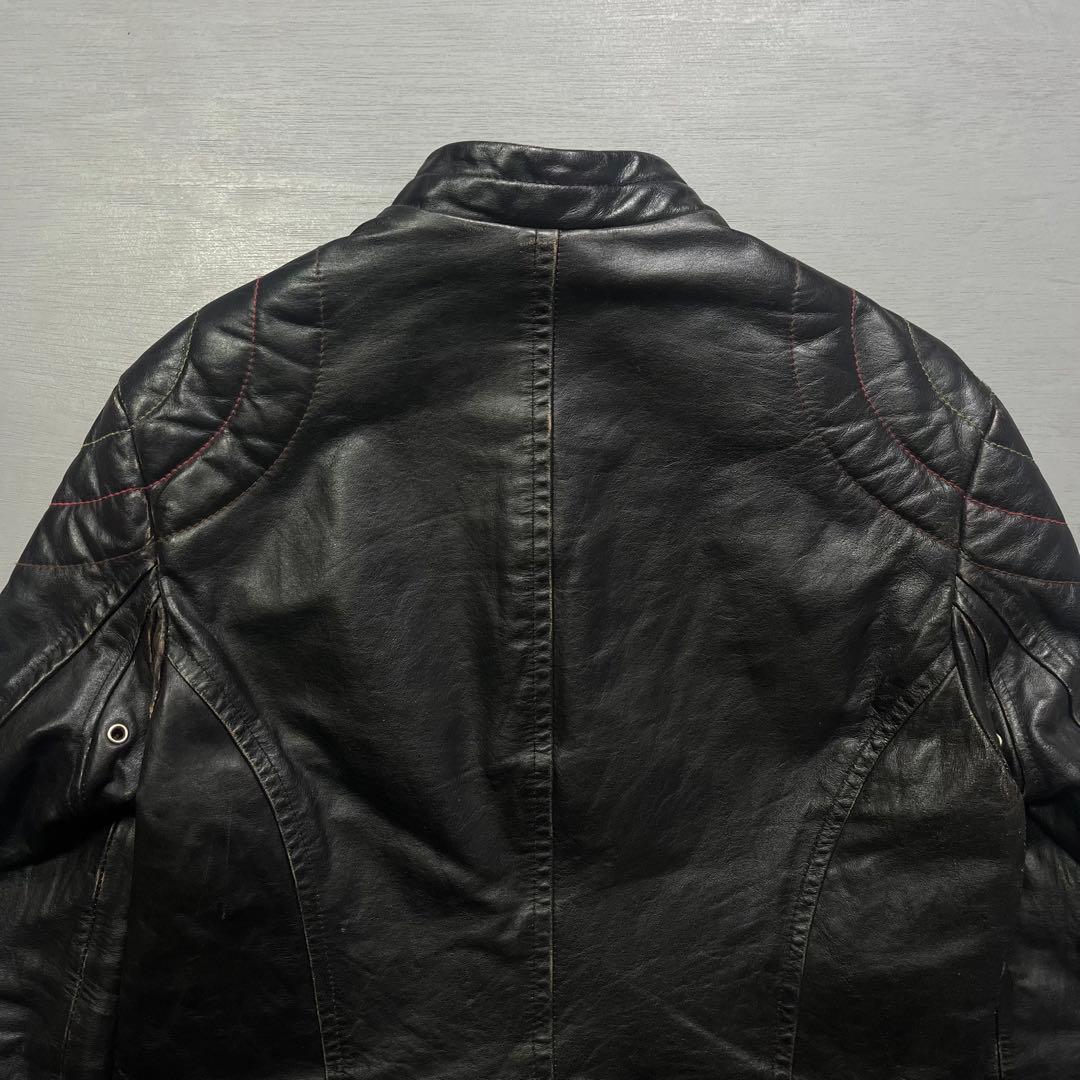 Schott シングルライダースジャケット　牛革　オールレザー　ステッチ　黒　S