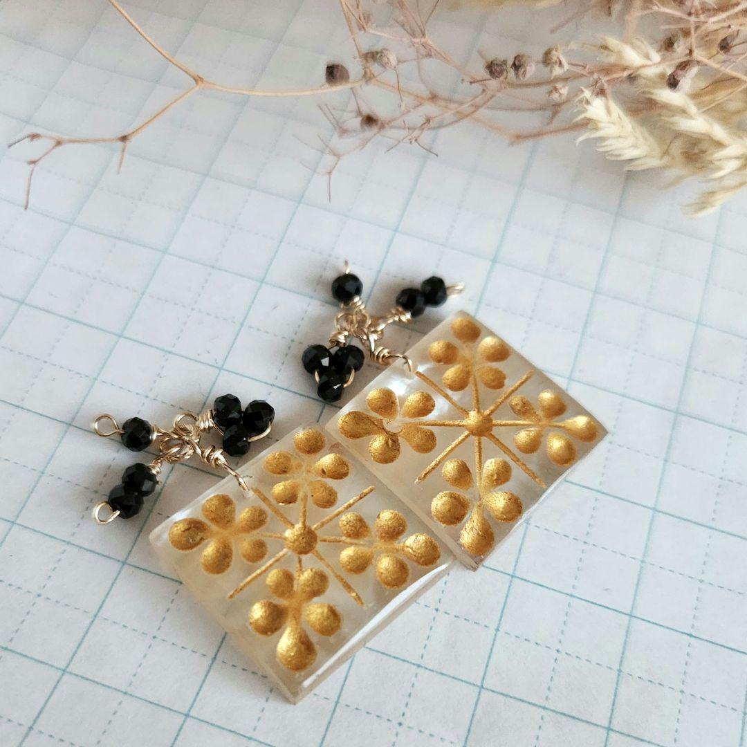 １４kgfWMOPクリスマスキルトゴールドペイントピアス