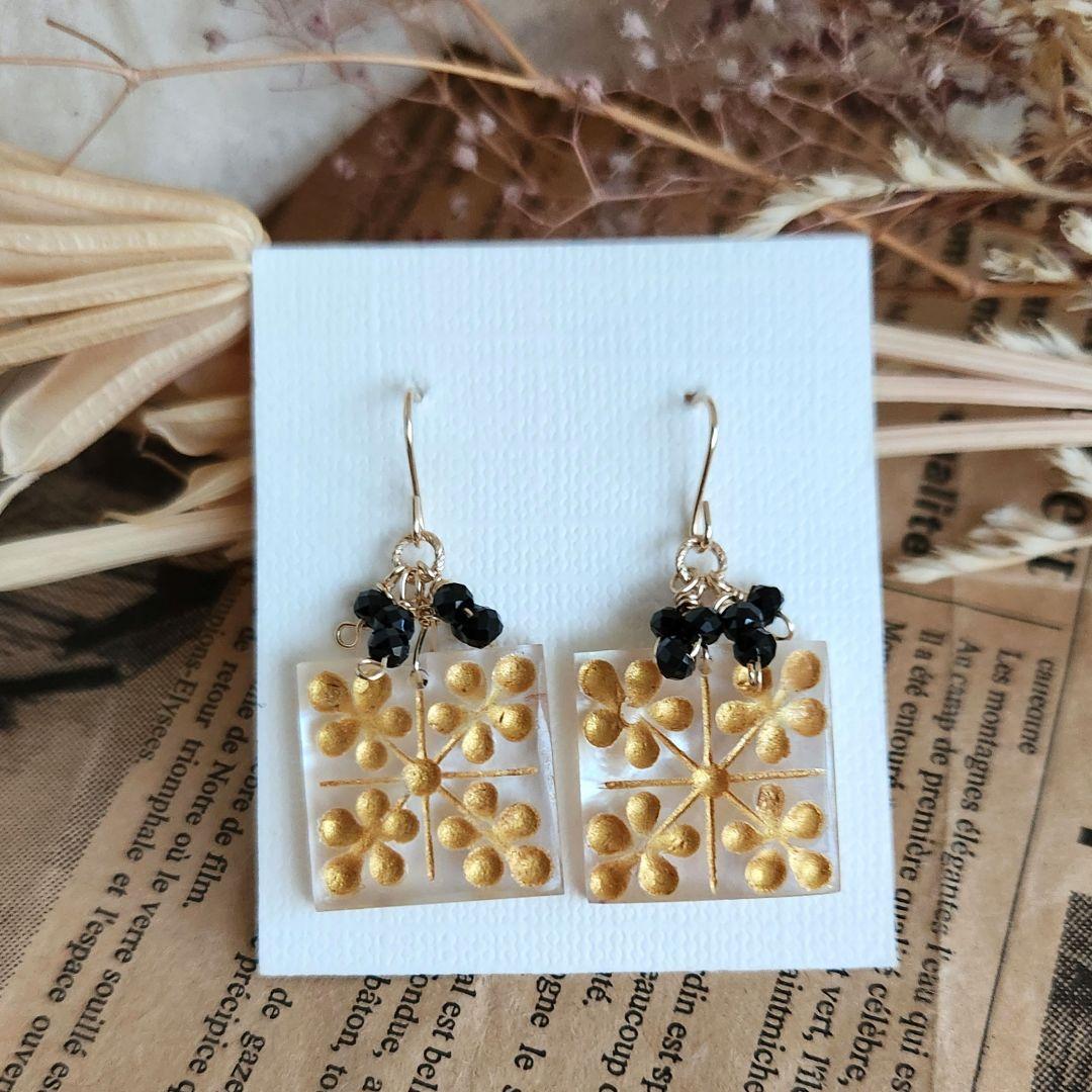 １４kgfWMOPクリスマスキルトゴールドペイントピアス