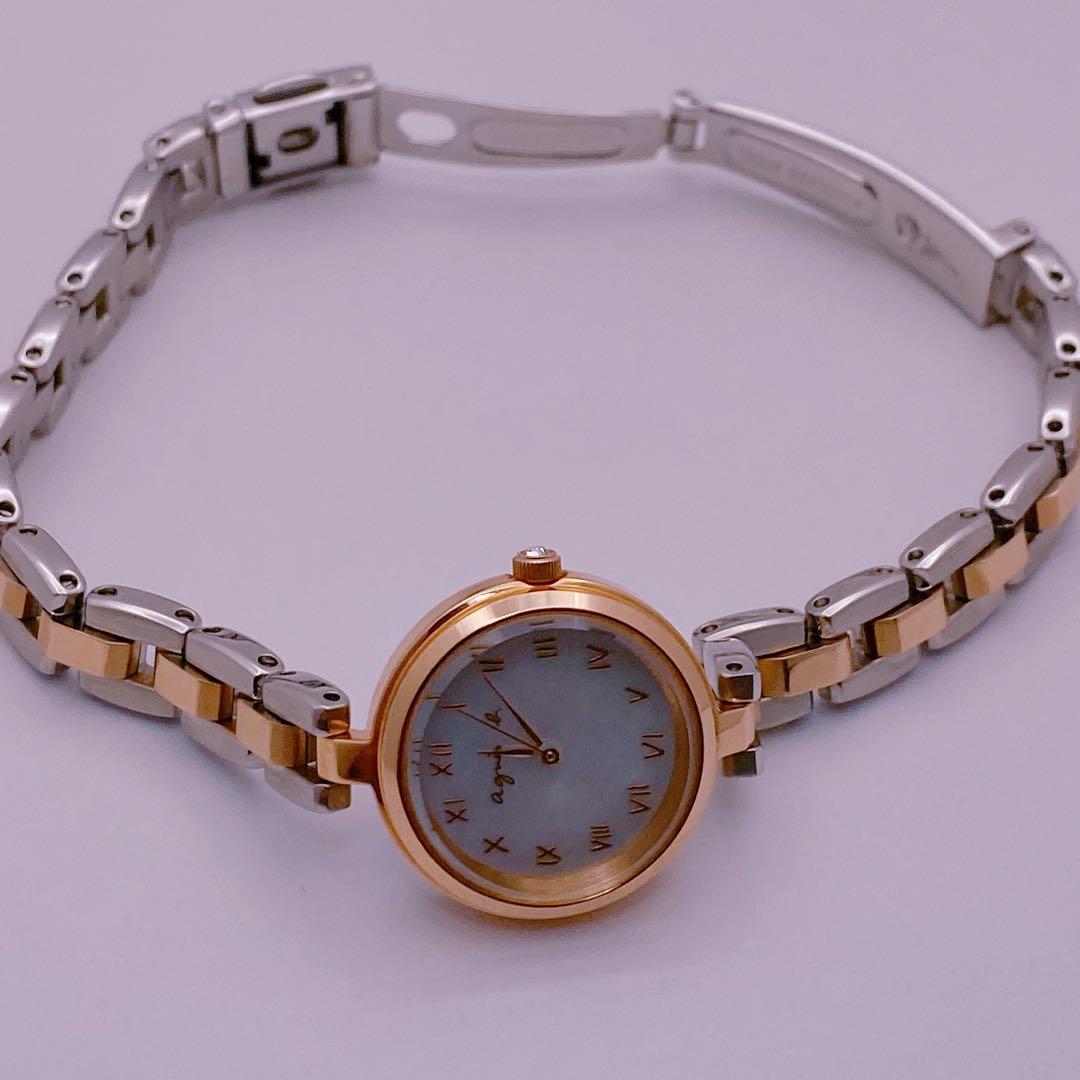 【ふたこ】アニエスベー マルチェロ 　クォーツ デイト　ピンクゴールド