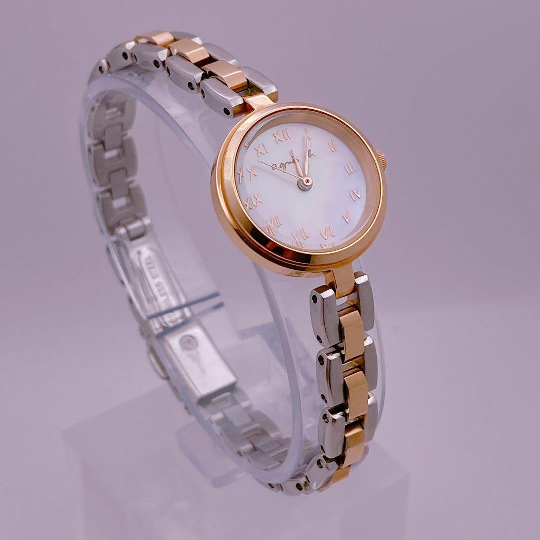 【ふたこ】アニエスベー マルチェロ 　クォーツ デイト　ピンクゴールド