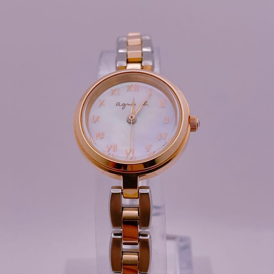 【ふたこ】アニエスベー マルチェロ 　クォーツ デイト　ピンクゴールド