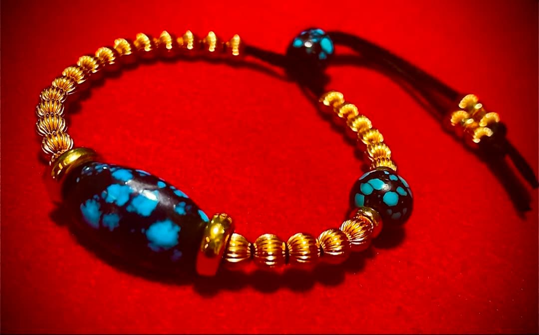 14金18金ビーズターコイズブレスレットK18K14Kナバホゴローズnavajo