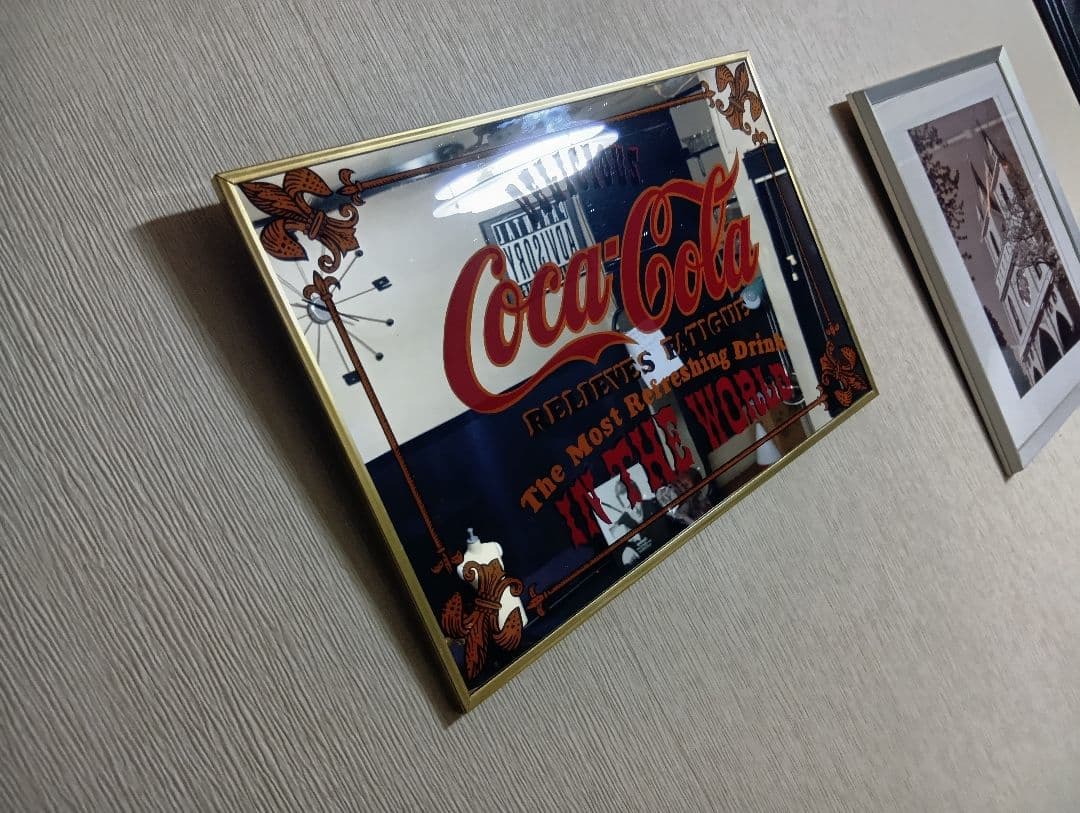 1980's Coca-Cola　当時物　ビンテージ　パブミラー　広告プレート