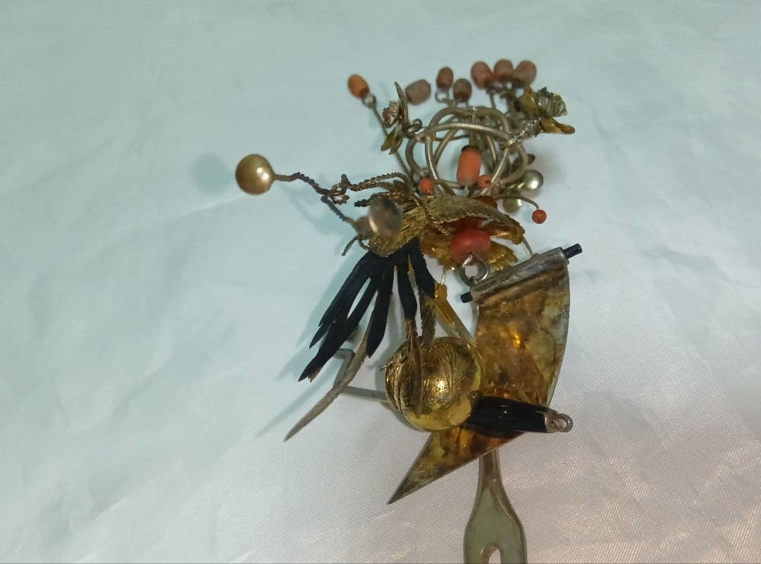 アンティーク　銀びら　かんざし　色々とかんざし入れ　日本髪　珊瑚