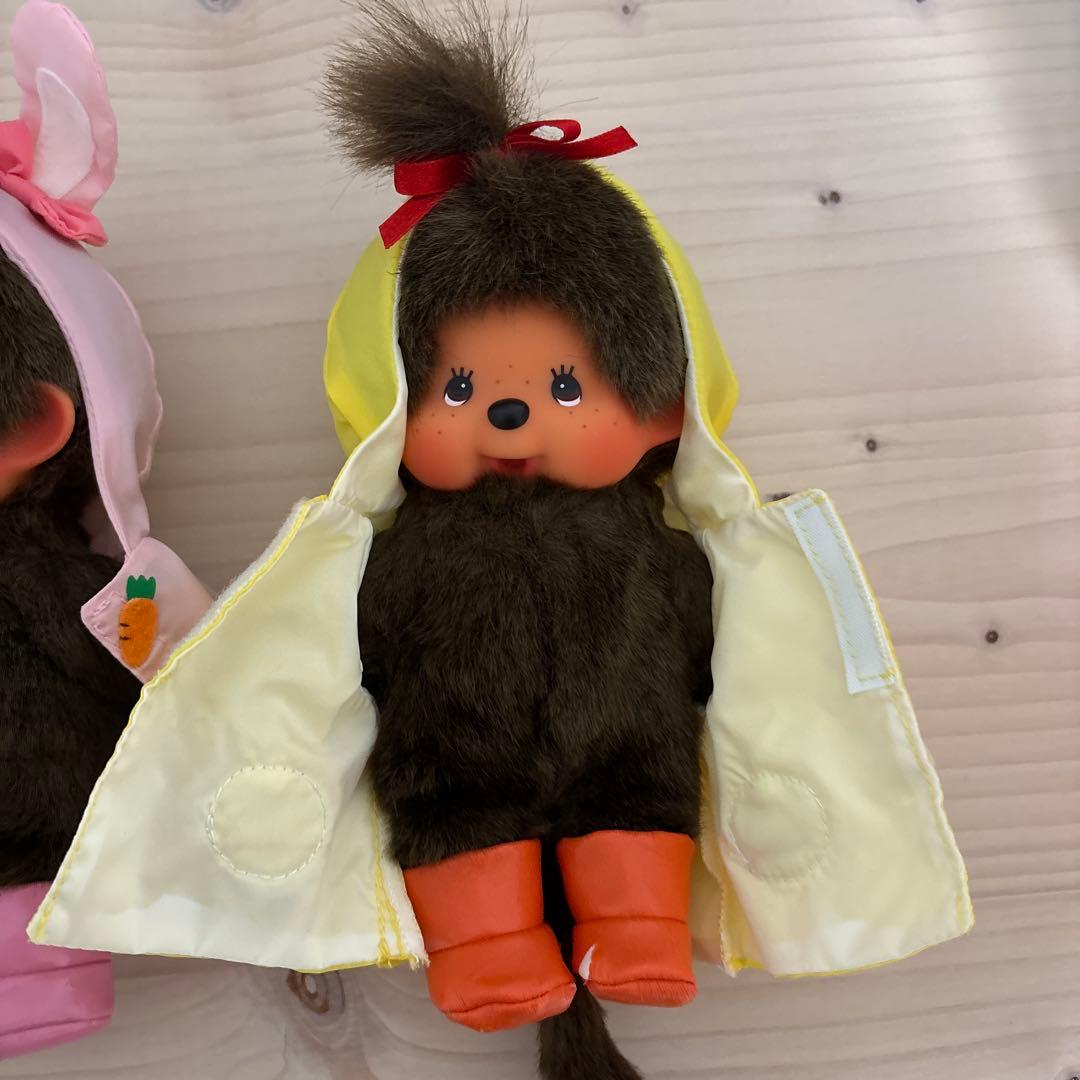 希少　雨の日のカッパを着たモンチッチ３点セット