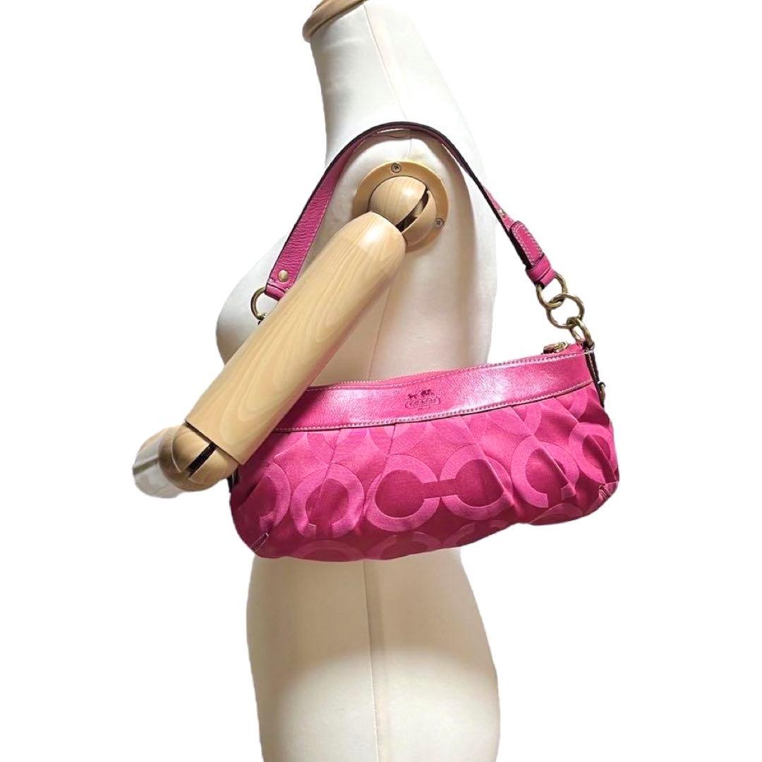 希少✨COACH コーチ オプアート シグネチャー ワンショルダー ハンドバッグ