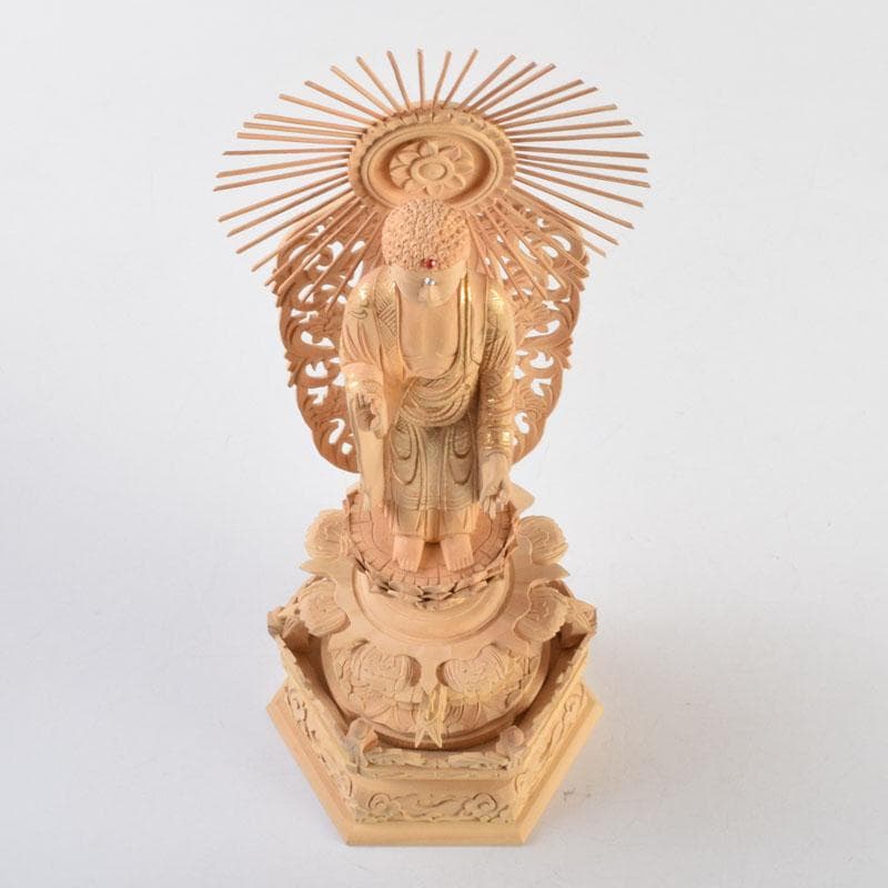 仏教美術　柘植彫刻　西立弥陀像　仏像　華鬘台　C　9122