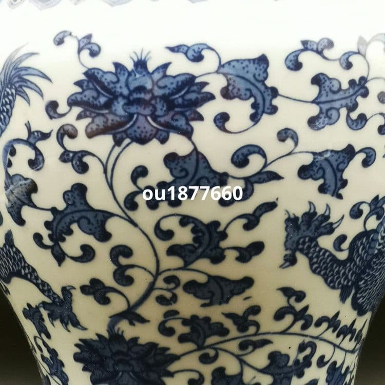 青花龍紋将軍壺 景徳鎮 陶磁器 装飾品 現代工芸品 美術品 置物