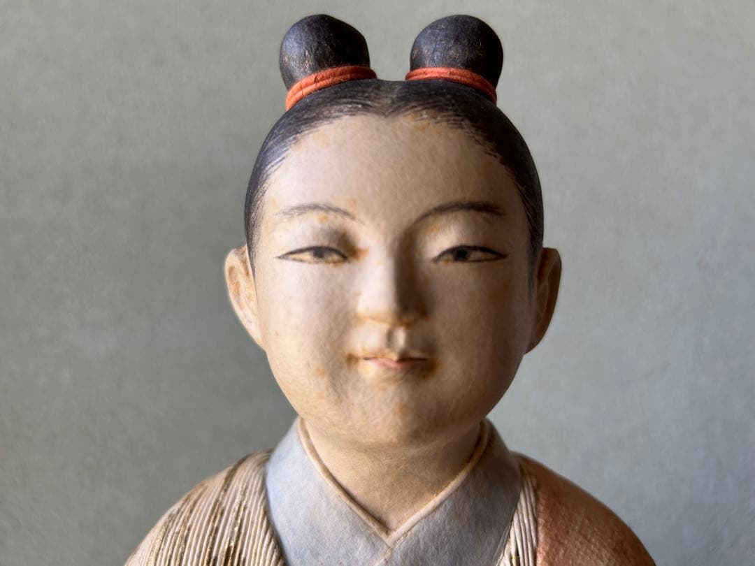 貴重 平中歳子 嬢子坐像 昭和41年 日本工芸会 張子人形 共箱付 紙塑人形