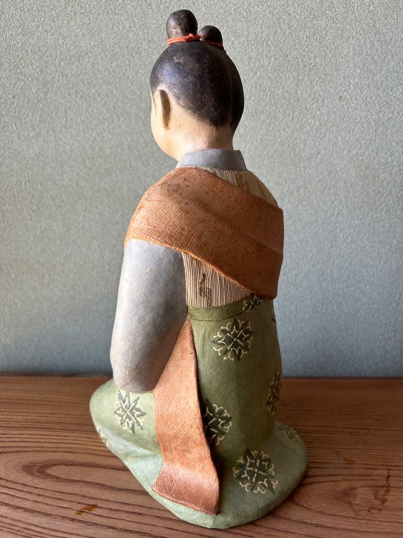 貴重 平中歳子 嬢子坐像 昭和41年 日本工芸会 張子人形 共箱付 紙塑人形