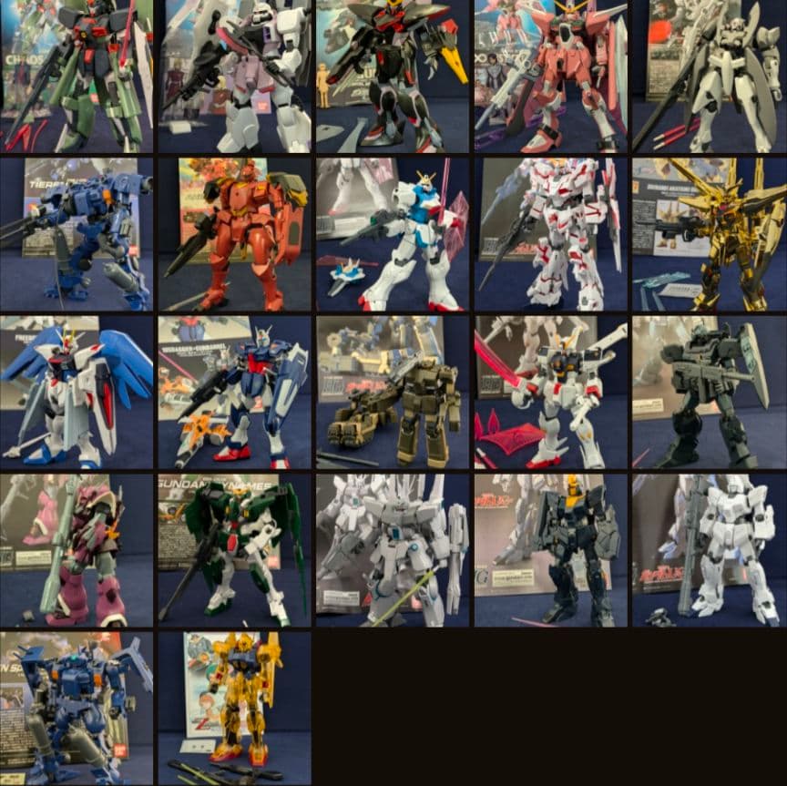 ガンプラ 組立済み まとめ売り SEED，ユニコーン等21点、アスランプレート他