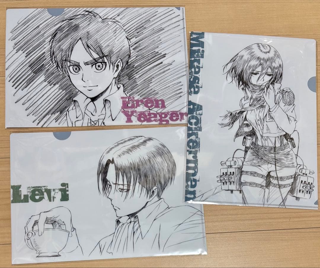 進撃の巨人 浅野恭司原画展2017 クリアファイル リヴァイ　ミカサ　エレン