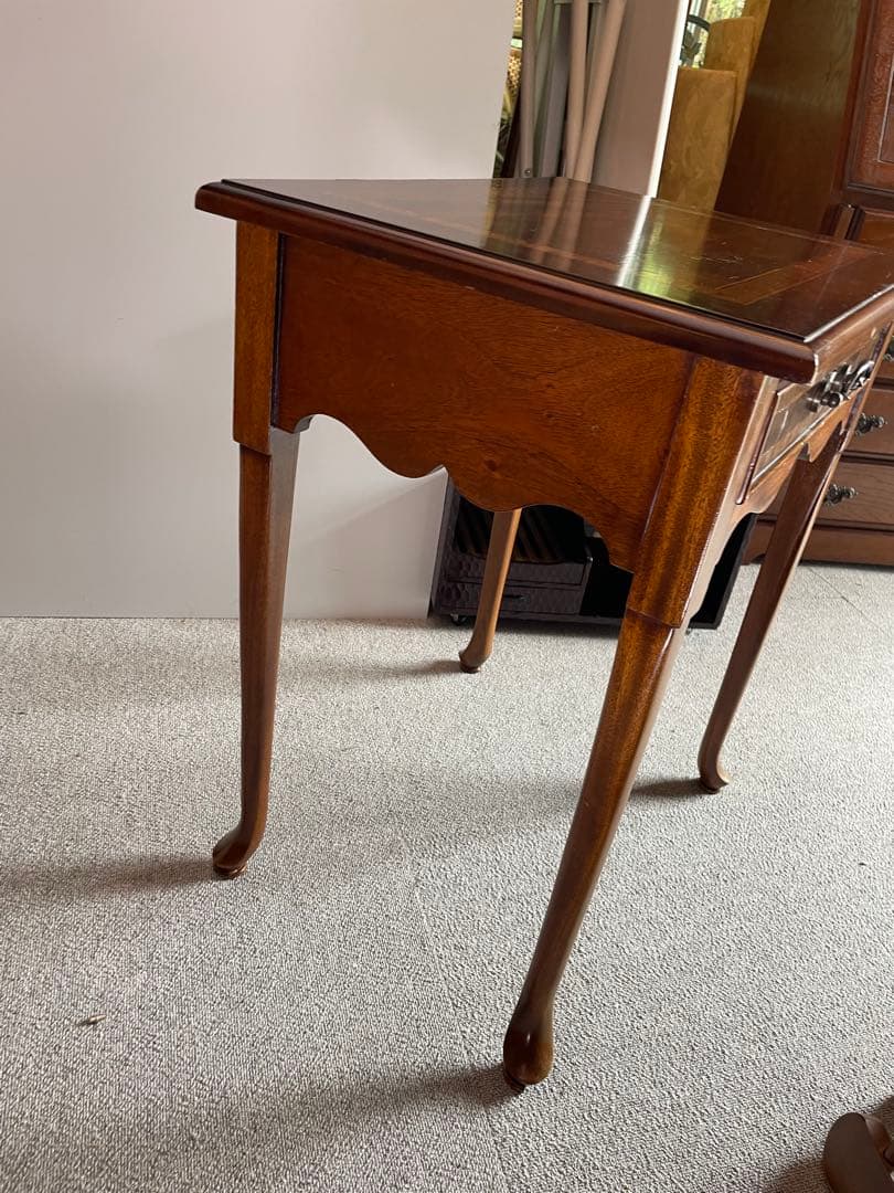 アンティーク風 サイドテーブル 木製 象嵌調 猫脚 クラシック ヨーロピアン家具