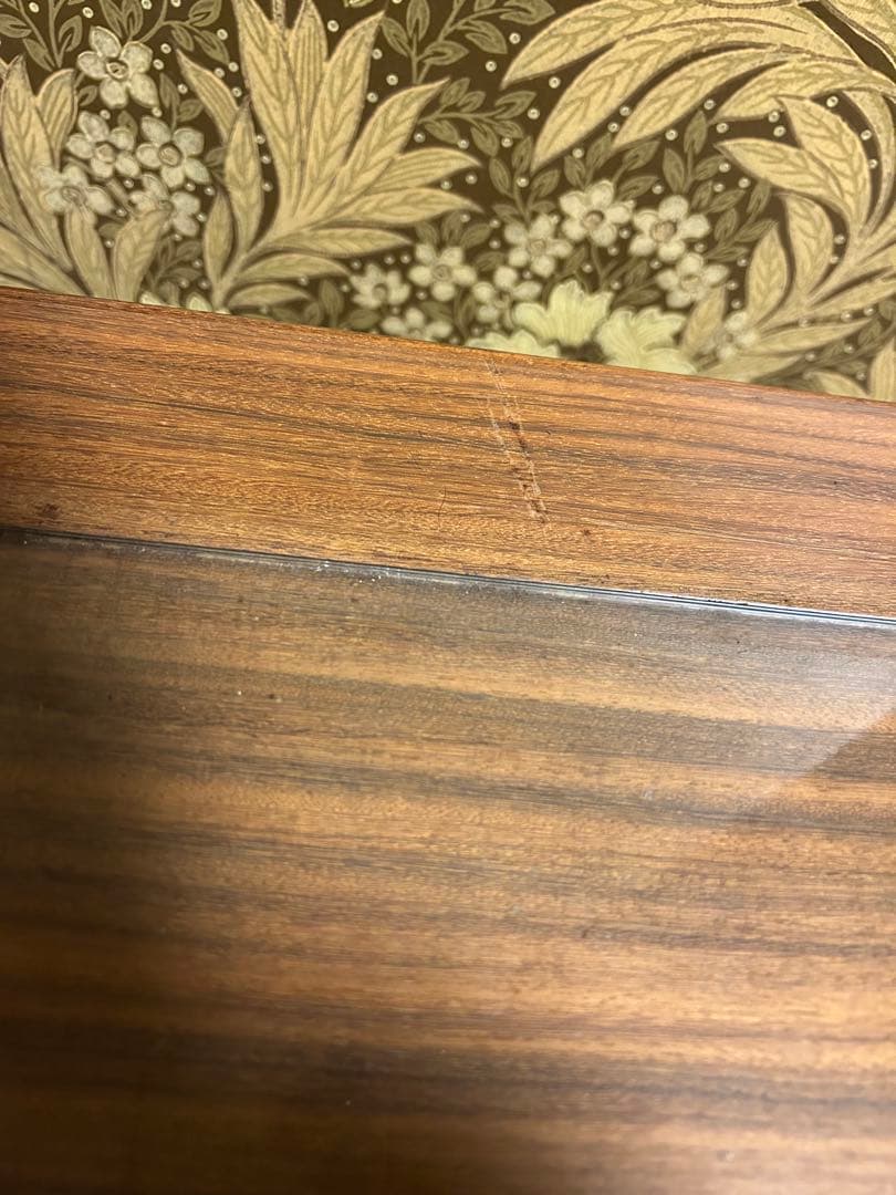 【レア・昭和ヴィンテージ】特価　木製ローテーブル　ガラストップ