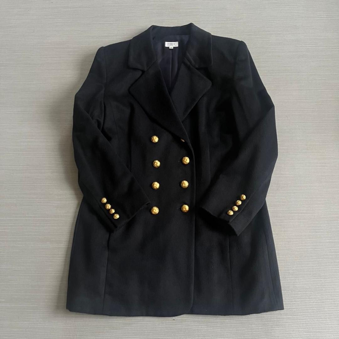 ＊美品【フォクシー】コート　ジャケット　カシミヤ　金ボタン　ブラック　４０