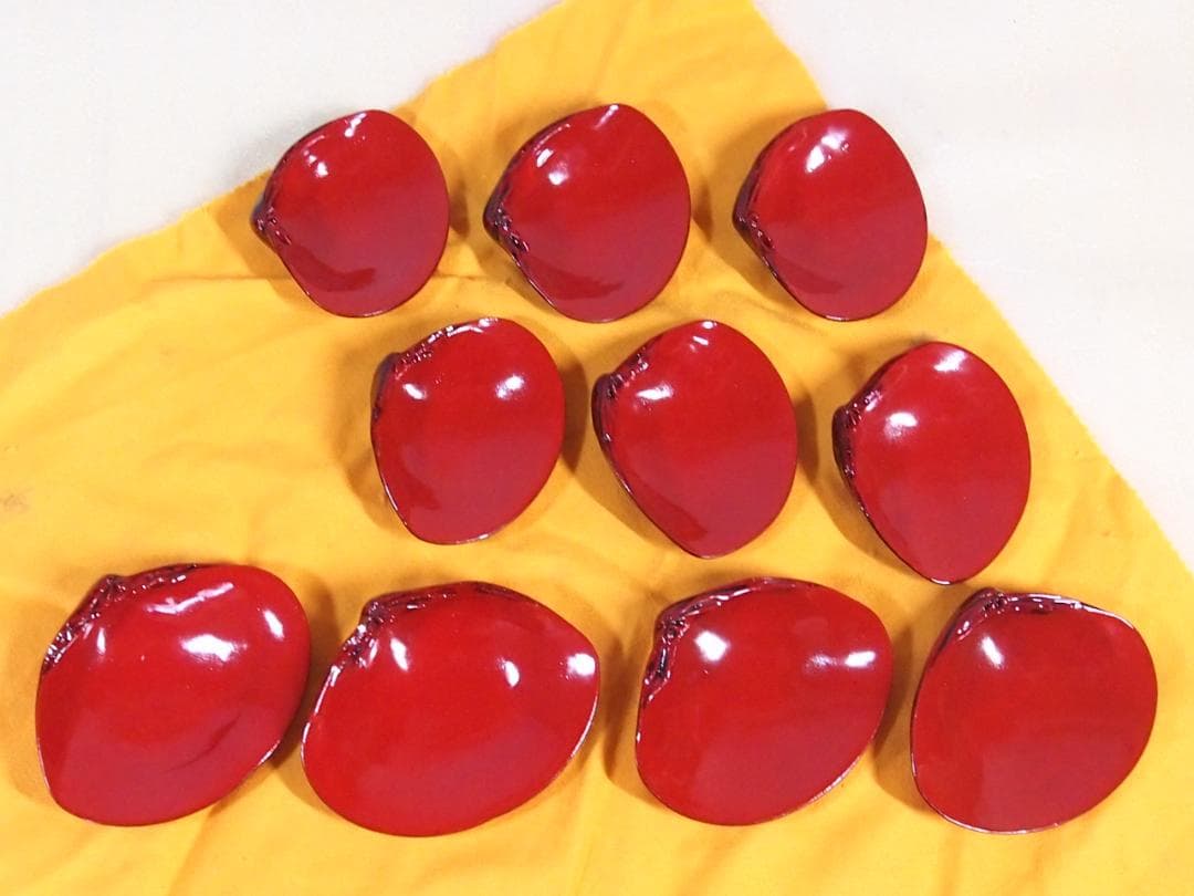 【未使用】輪島塗 八重門漆器店造 蛤内朱溜塗 珍味入 5客 貝合わせ珍味器 漆器