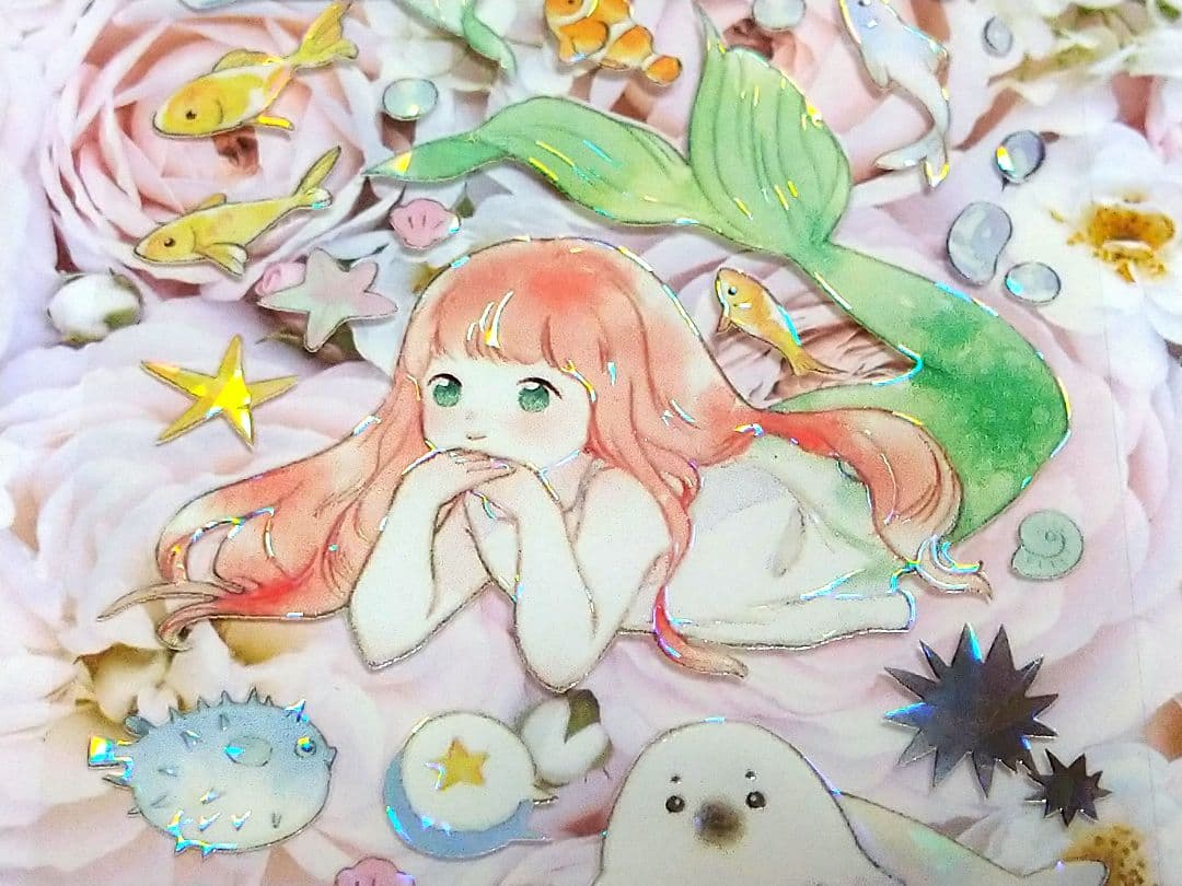 ✩のこり２✩J482＃人鱼之歌(贝壳光)E厘米切り売り海外人物マステ女の子苜暖