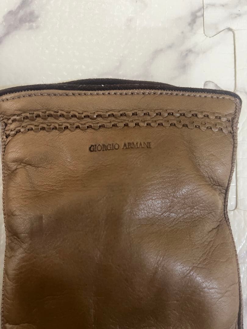 Giorgio Armani ブラウンレザー手袋 Sサイズ