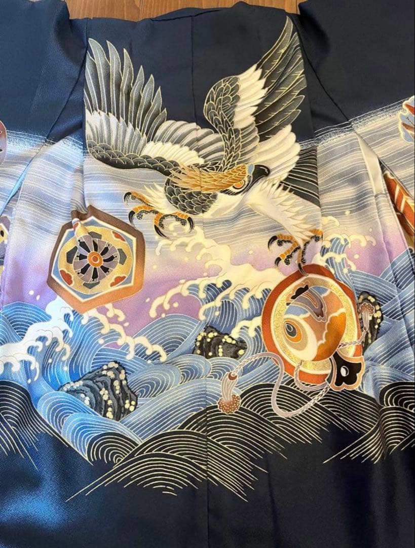 七五三 祝い着 鷹と波模様　5歳　袴　衣装　男の子
