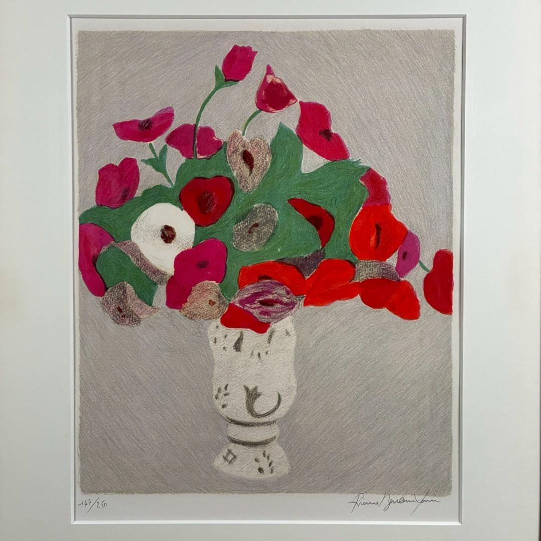 ピエール・ボンコンパン「小さなアネモネ」リトグラフ 直筆サイン入 ギャラリー販売