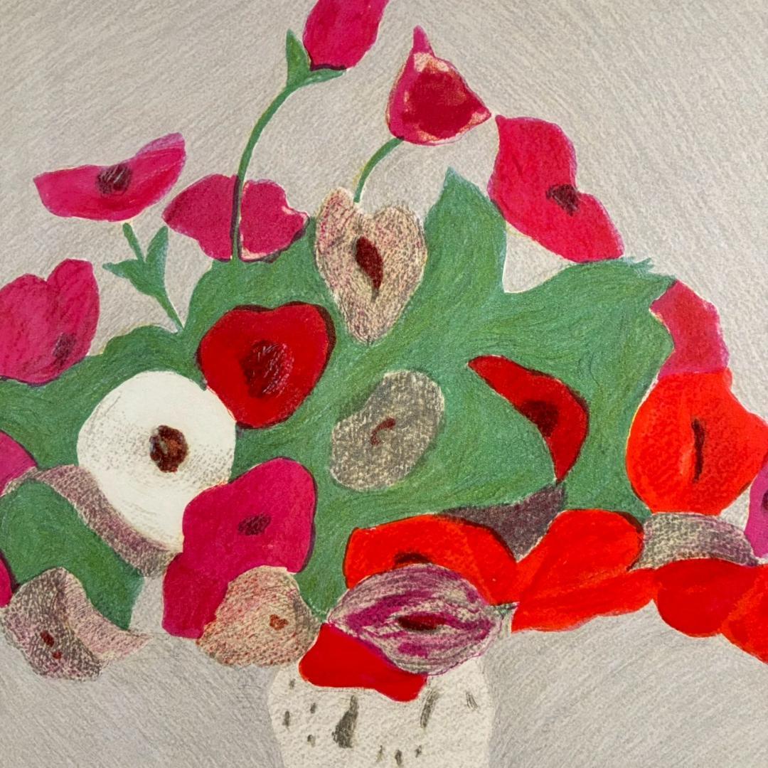 ピエール・ボンコンパン「小さなアネモネ」リトグラフ 直筆サイン入 ギャラリー販売