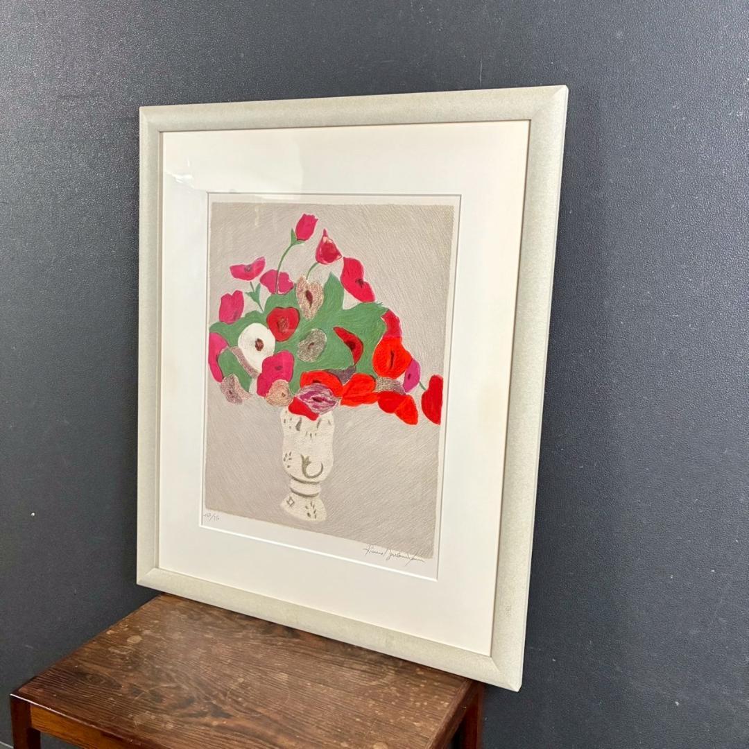 ピエール・ボンコンパン「小さなアネモネ」リトグラフ 直筆サイン入 ギャラリー販売