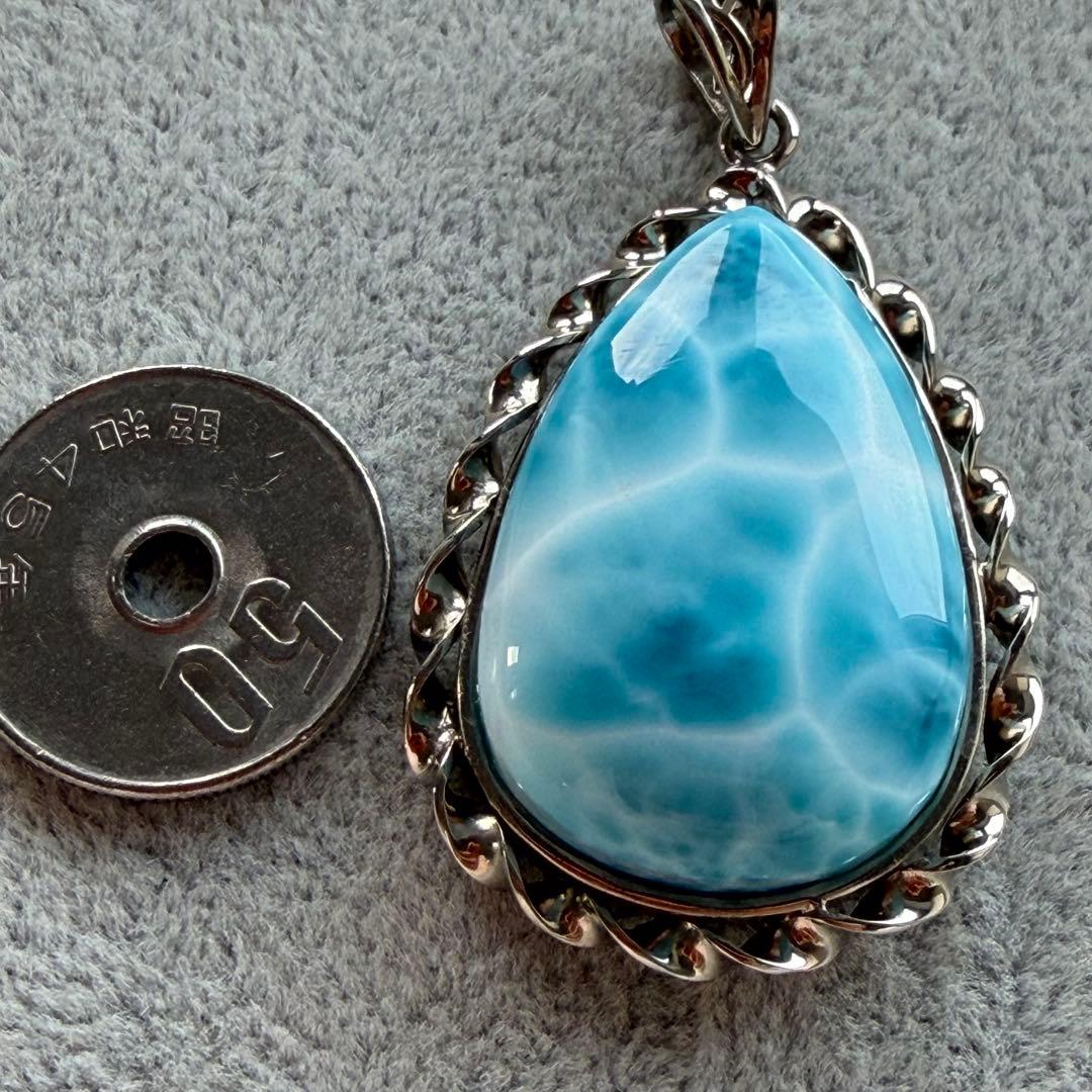 天然石ラリマー滴型ペンダント