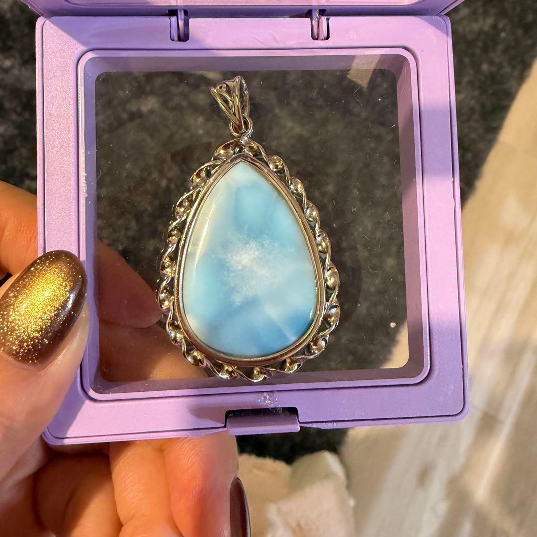 天然石ラリマー滴型ペンダント