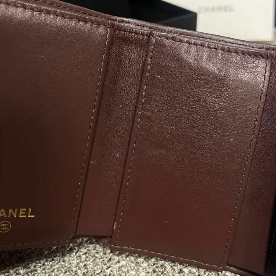 【人気】CHANEL 三つ折り財布 ブラック