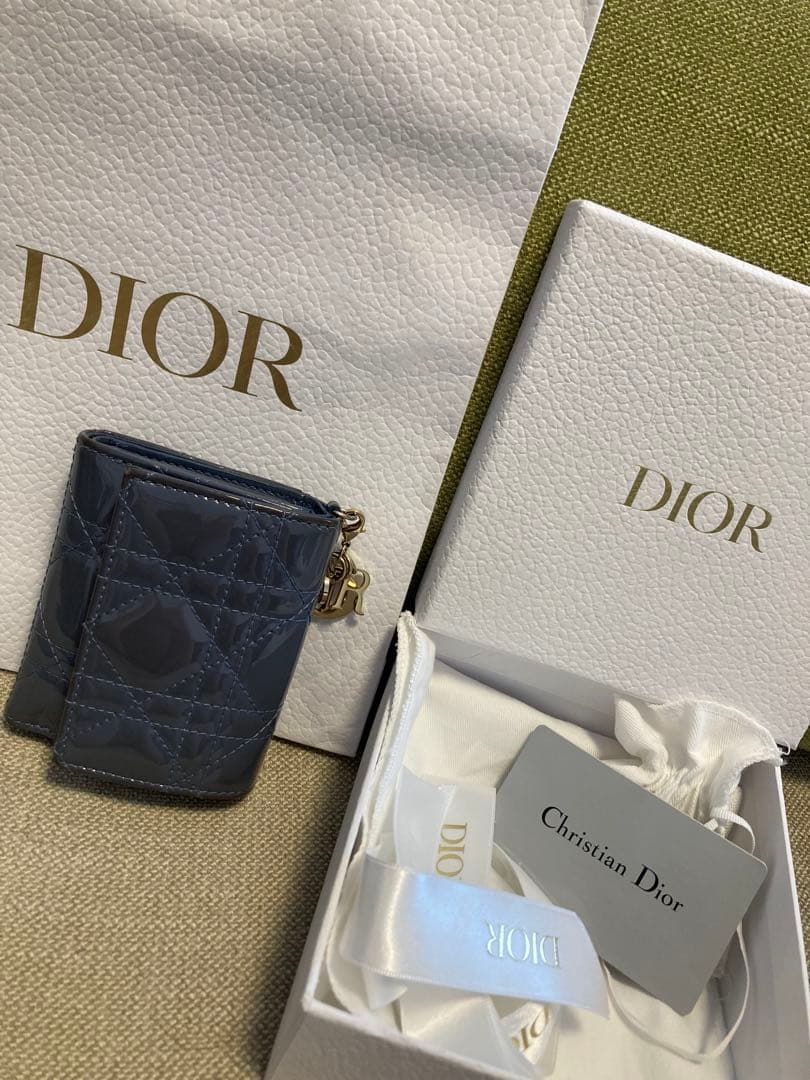 Dior ブルー 三つ折り財布