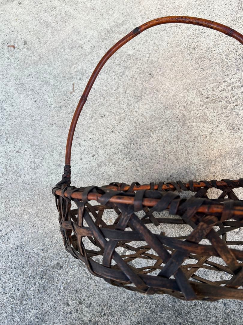 竹籠 籠 炭かご 花籠 花入 古道具 茶道具 竹細工 民藝 JAPAN