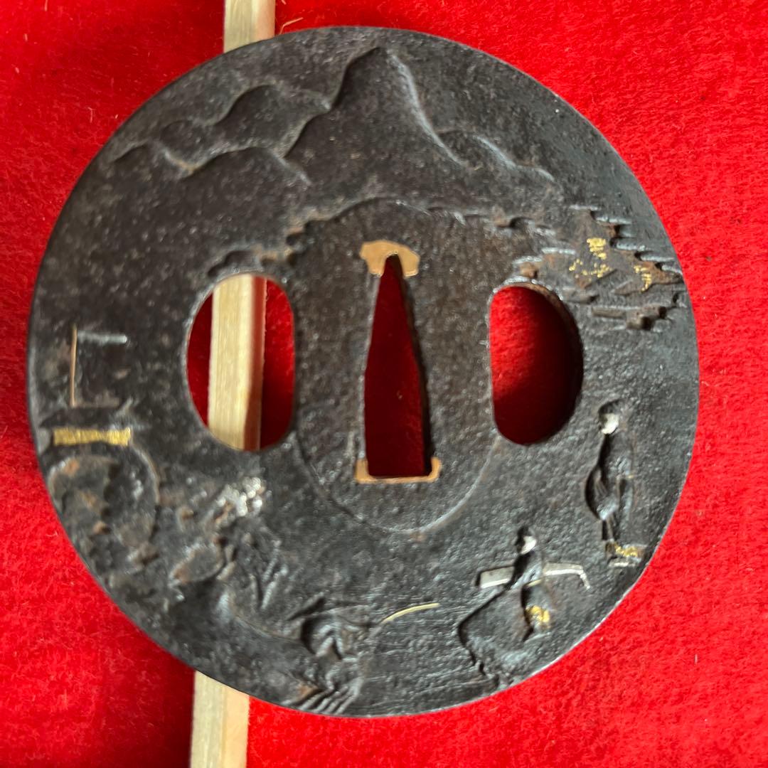 唐賢人風景図の大鍔