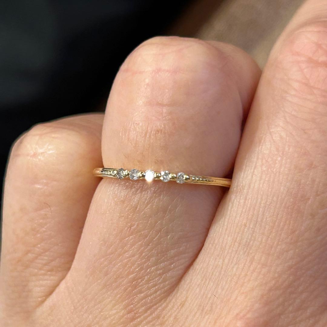 アガット　agete K18 ダイヤモンド　リング　5石　指輪　18金