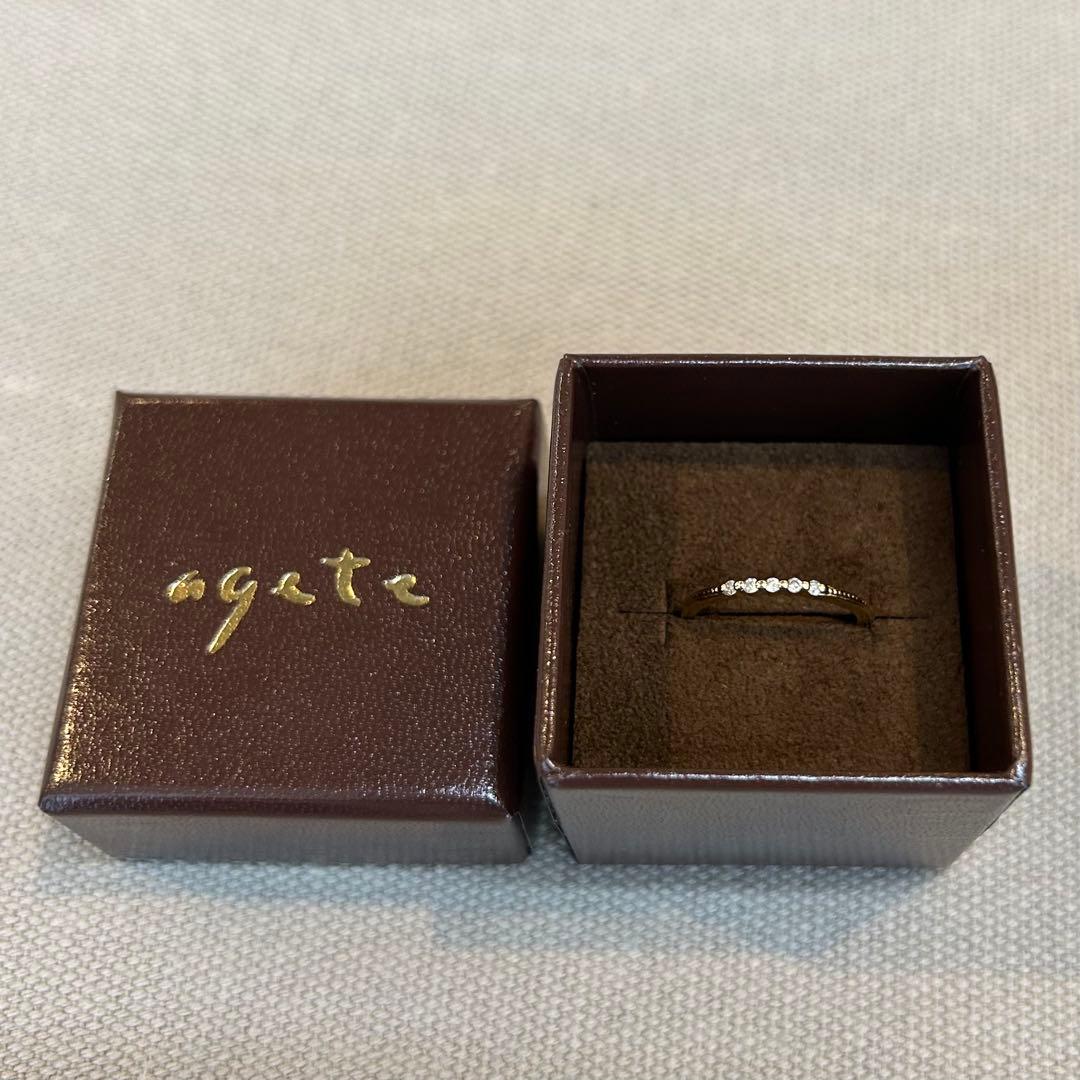 アガット　agete K18 ダイヤモンド　リング　5石　指輪　18金