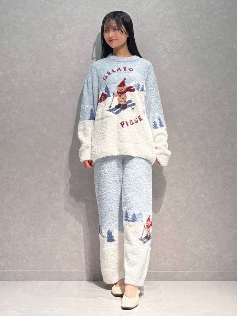 新品タグ付✨ジェラートピケ【HOLIDAY】スキーベアジャガードロングパンツ