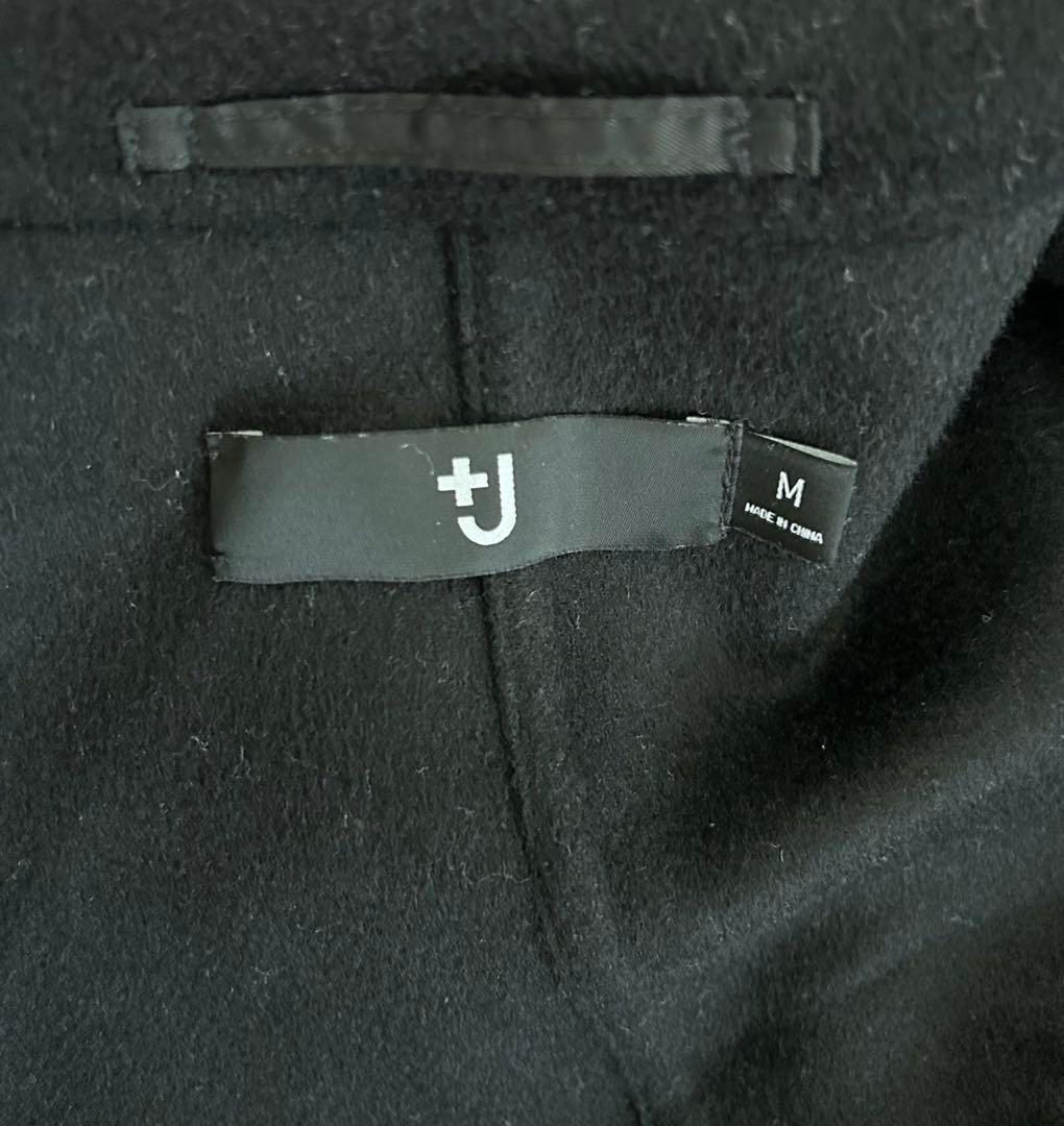 美品 ユニクロ ＋J カシミヤブレンドラップロングコート ブラック M