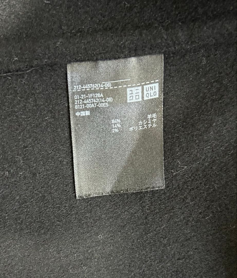 美品 ユニクロ ＋J カシミヤブレンドラップロングコート ブラック M