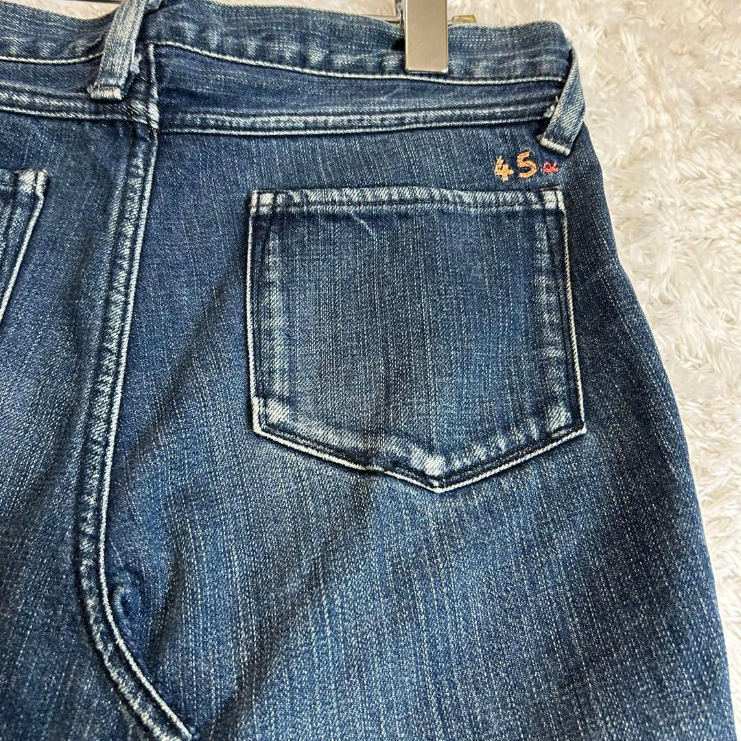 極美品 希少 45rpm デニムスカート インディゴ染め 45R刺繍 リメイク